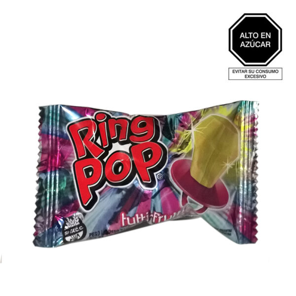 Caramelo duro de sabores surtidos Ring Pop :Frutilla, Cereza, Tutti fruti, Frambueza x 10 gr. Display x 12 unidades